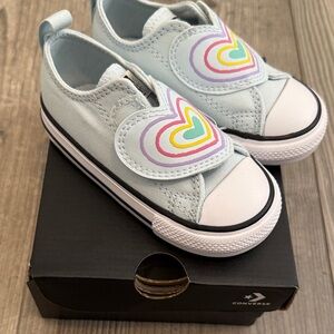 Converse Kids' Pastel Blue Sneakers with Heart Design